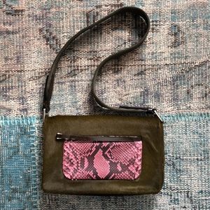 PRADA Python and calf hair fold over shoulder bag with authenticity card VGC